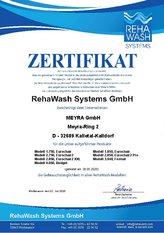 MEYRA- RehaWash Systems certificaat